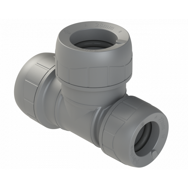 Polypipe 28 X 22 X 28 Polyplumb Red Tee (5) (PB1428)