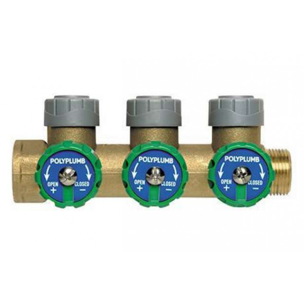 Polypipe 15MMX3/4in F/m 3 Valved Manifold (PB5234153)
