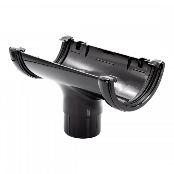 Floplast Half Round Running Outlet - Black (RO1B)