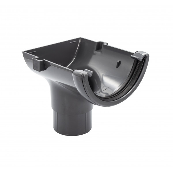 Floplast Half Round Stopend Outlet - Anthracite Grey (RO2AG)