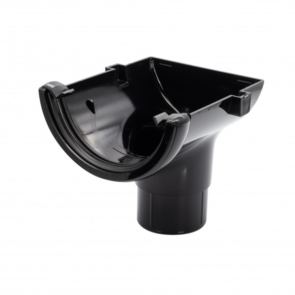 Floplast Half Round Stopend Outlet - Black (RO2B)