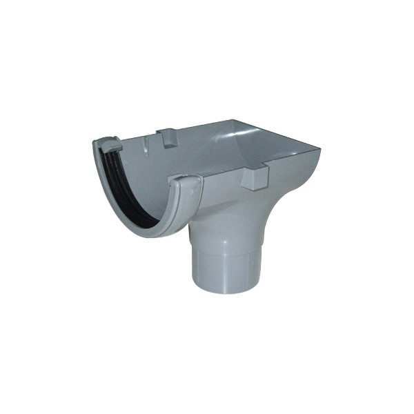 Floplast Half Round Stopend Outlet - Grey (RO2G)