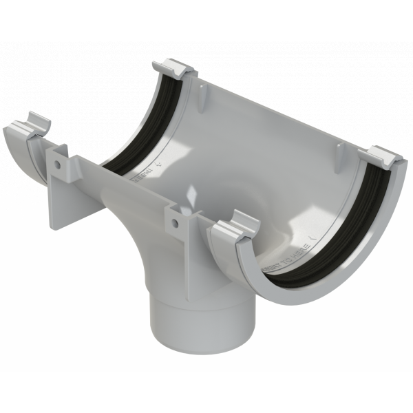 Polypipe 112mm H/r Gutter Running Outlet - Grey (RR105G)