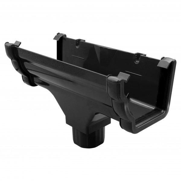 FloPlast Niagara 110mm Ogee Gutter Running Outlet (RON1B) - Black