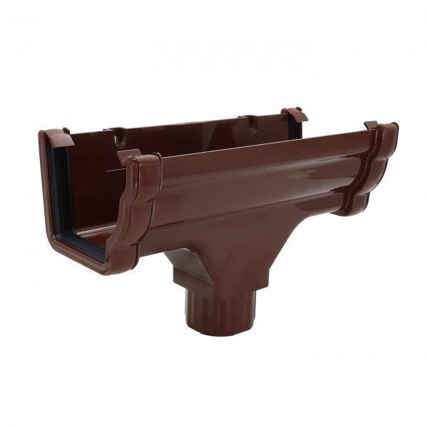 FloPlast Niagara 110mm Ogee Gutter Running Outlet (RON1BR) - Brown