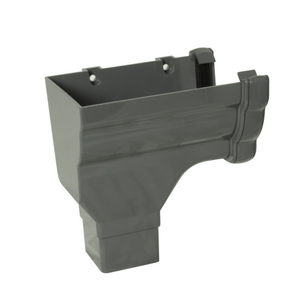 Floplast Niagara Ogee Stopend Outlet - Left Hand - Anthracite Grey (RON2AG)