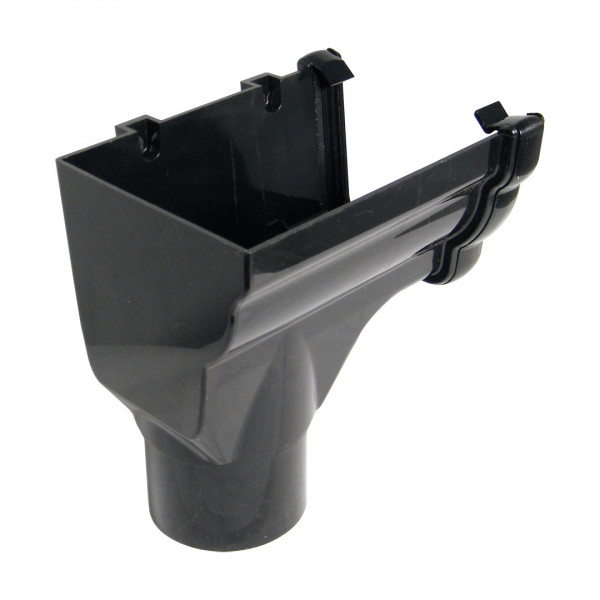 Floplast Niagara Ogee Stopend Outlet - Left Hand - Black (RON2B)