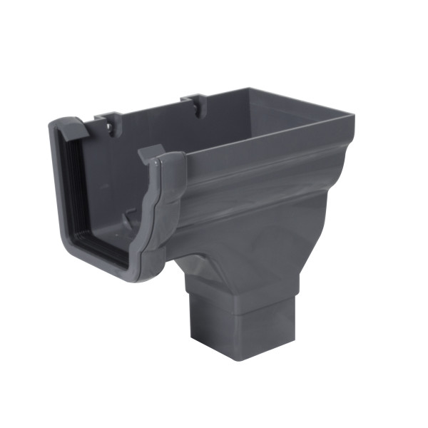 Floplast Niagara Ogee Stopend Outlet - Right Hand - Anthracite Grey (RON3AG)