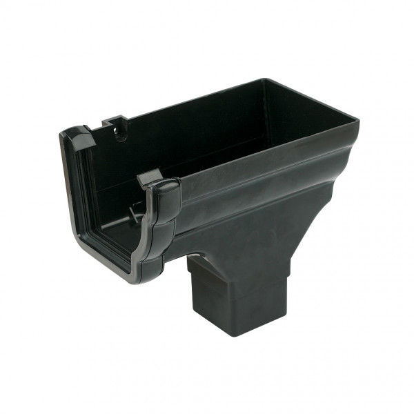 Floplast Niagara Ogee Stopend Outlet - Right Hand - Black (RON3B)