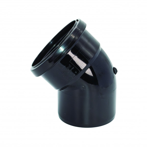 Floplast 45 Degree Bend - Single Socket Ring Seal - Black (SP163B)