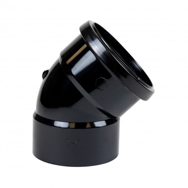 Floplast 45 Degree Top Offset Bend - Ring Seal Top / Solvent Bottom Ring Seal - Black (SP440B)