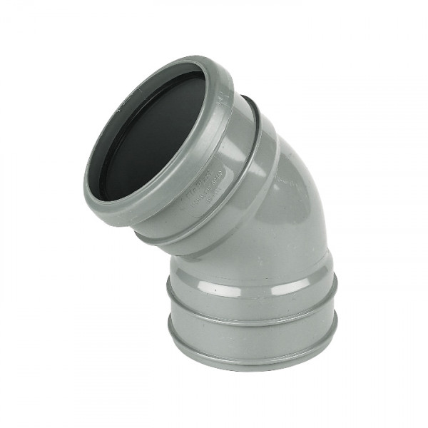 Floplast 45 Degree Top Offset Bend - Ring Seal Top / Solvent Bottom Ring Seal - Grey (SP440G)