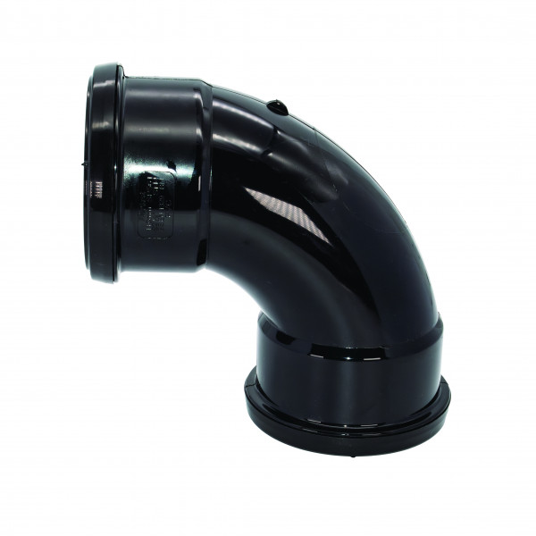 Floplast 87.5 Degree Bend - Double Socket Ring Seal - Black (SP561B)