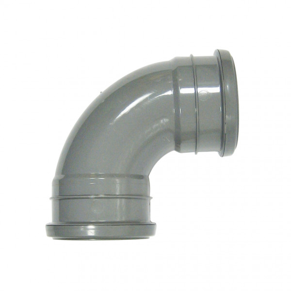 Floplast 87.5 Degree Bend - Double Socket Ring Seal - Grey (SP561G)