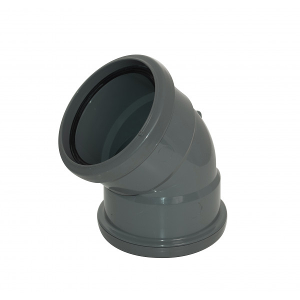 Floplast 45 Degree Bend - Double Socket Ring Seal - Anthracite Grey (SP563AG)