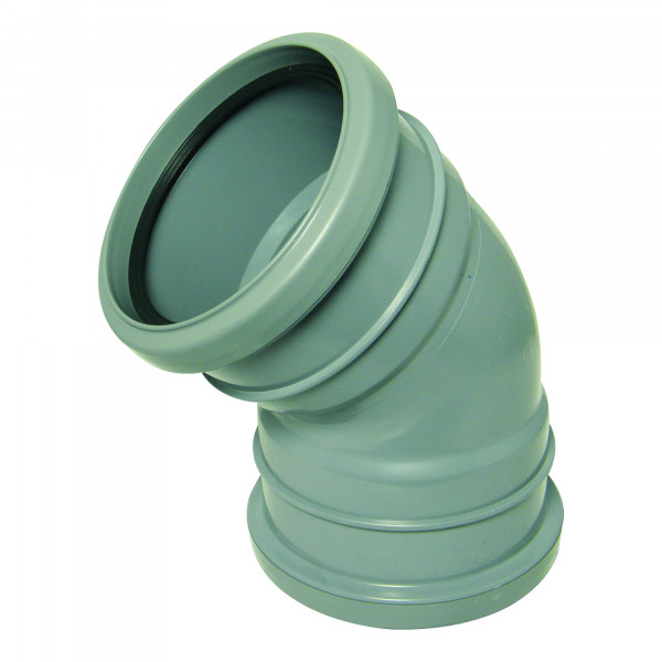 Floplast 45 Degree Bend - Double Socket Ring Seal - Grey (SP563G)