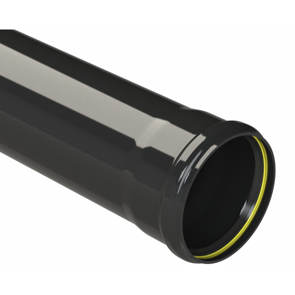 Polypipe R/seal Single Sckt Pipe 6in/160mm 4M - Black (SP640B)