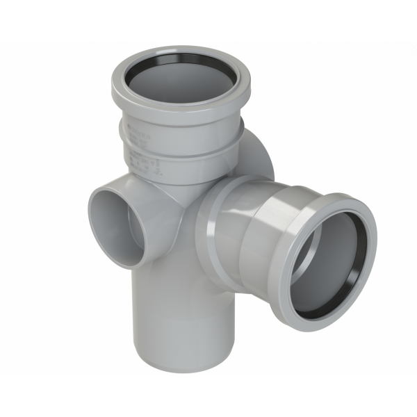 Polypipe R/seal Single Branch 3in/82mm 92.5D Eq Gy (ST301G)