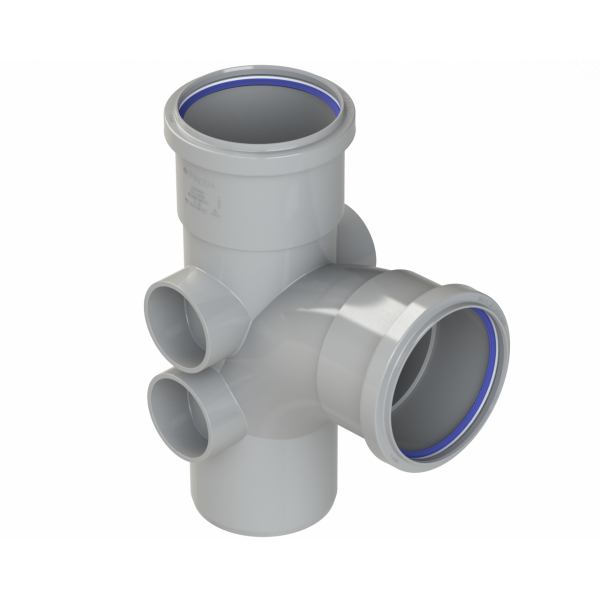 Polypipe R/seal Singl Branch 4in/110mm 92.5D Eq Gy (ST414G)