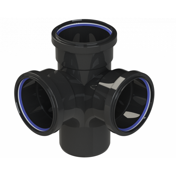 Polypipe R/seal Corner Branch 4in/110mm 92.5D - Black (STC401B)