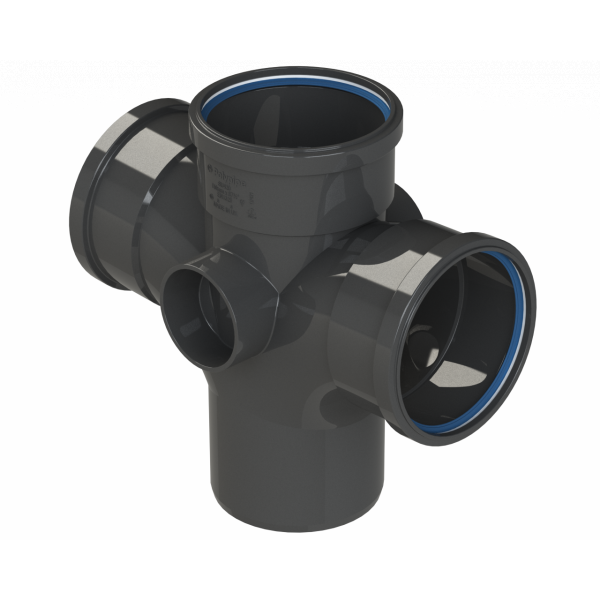 Polypipe R/seal Double Branch 4in/110mm 92.5D - Black (SU420B)