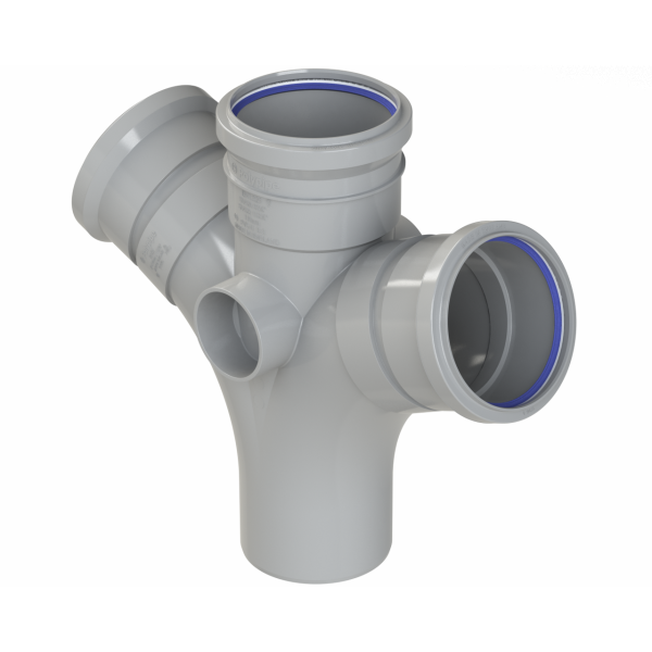 Polypipe R/seal Double Branch 4in/110mm 112.5D Gy (SU422G)