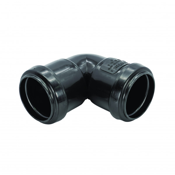 Floplast 32mm - 1¼in 90 ° Knuckle Bend Push Fit - Black (WP10B)