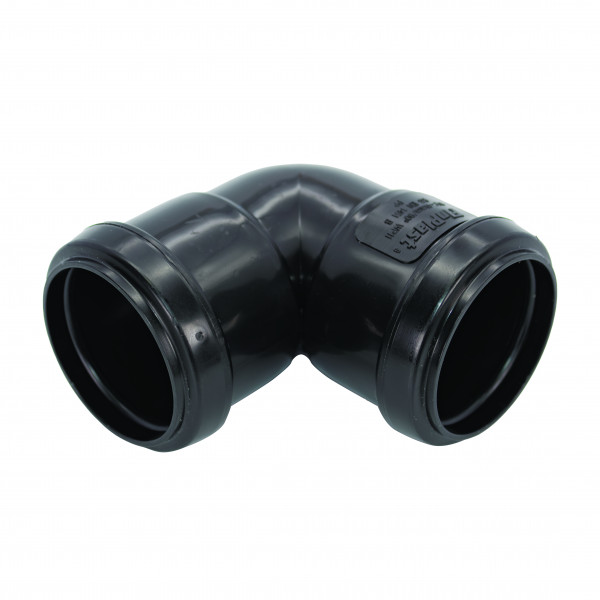 Floplast 40mm - 1½in 90 ° Knuckle Bend Push Fit - Black (WP11B)