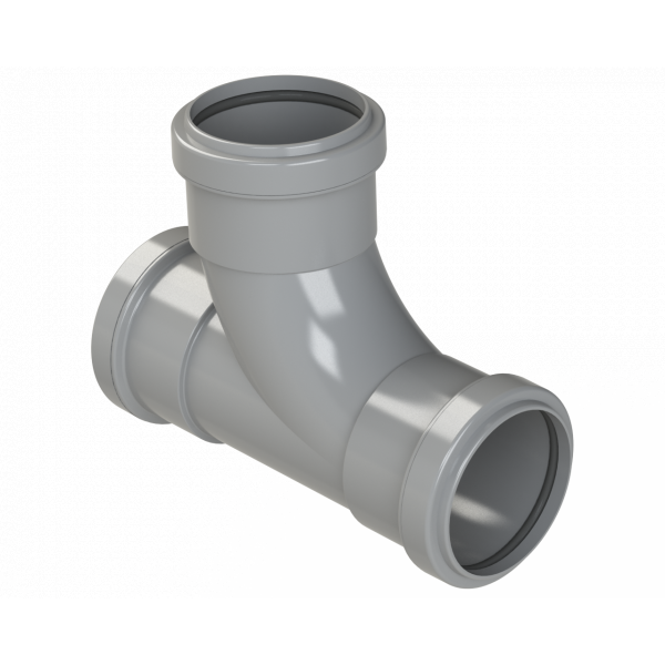 Polypipe Pushfit Swept Tee 91.25DEG 50mm - Grey (WP56G)