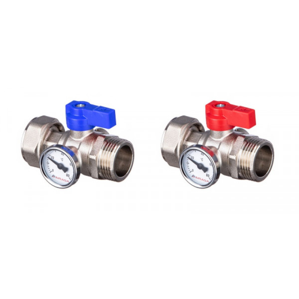 Polypipe 3/4 Inch M X 1 Inch Swiv Ball Valve Blk Handle (pair) (UFH165)