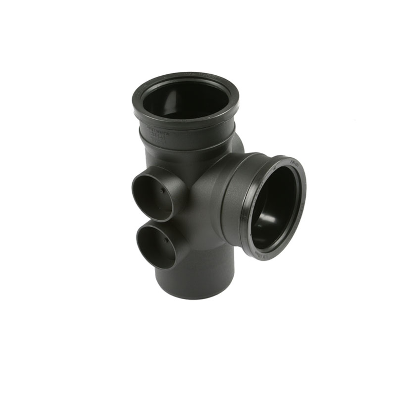 Brett Martin Cascade 92.5° Double Socket 4 Boss Branch Cast Iron Style - Black (BS451CI)