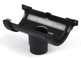 Brett Martin Cascade Half Round 112mm Run Outlet Cast Iron Style - Black (BR045CI)