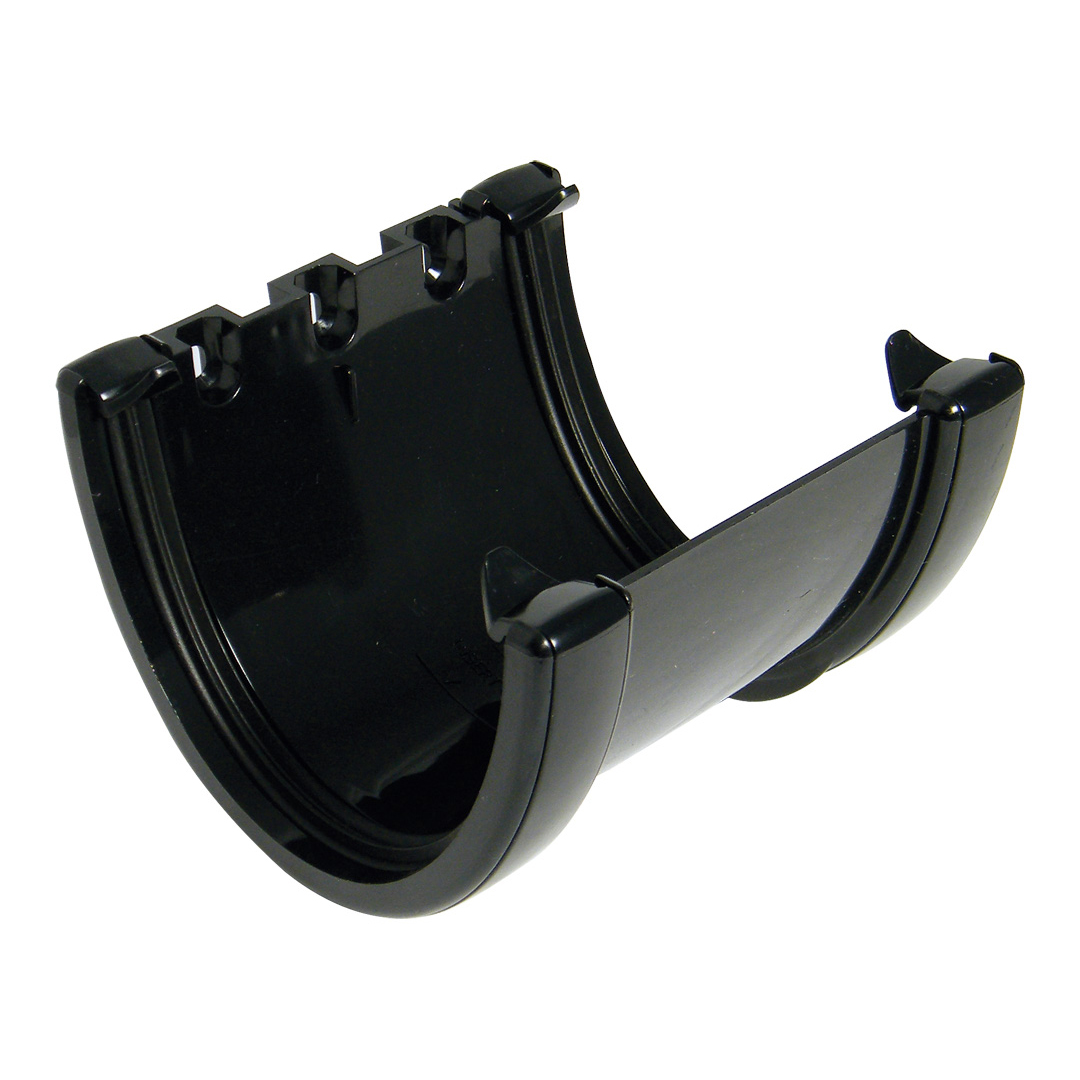 Floplast 115mm Hi Cap Floating Gutter Union - Black (RUH2B)