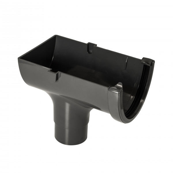 Floplast 115mm Hi Cap Stopend Outlet for 68mm Round Downpipe - Anthracite Grey (ROH2AG)