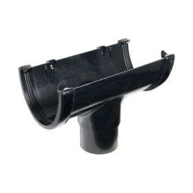 Floplast 115mm Hi Cap Running Outlet for 80mm Round Downpipe - Black (ROH4B)