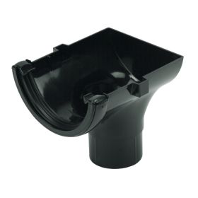Plumin 112mm Half-round Stopend Outlet - Black (RO2)