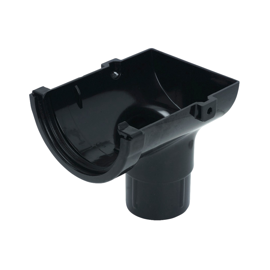 Floplast 76mm Miniflo Stopend Outlet for 50mm Downpipe - Black (ROM2B)