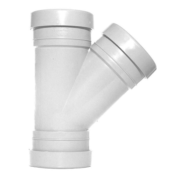 Plumin 4" Soil Triple-Socket 45° Branch - White