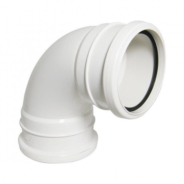 Plumin 4" Soil Double-Socket 90° Bend - White
