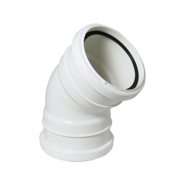 Plumin 4" Soil Double-Socket 45° Bend - White