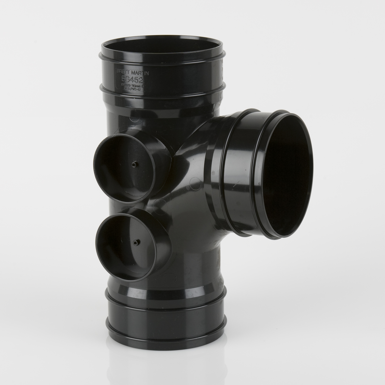 Brett Martin Solvent Weld Soil 92.5° 3 Socket Branch 110mm - Black (BS452B)