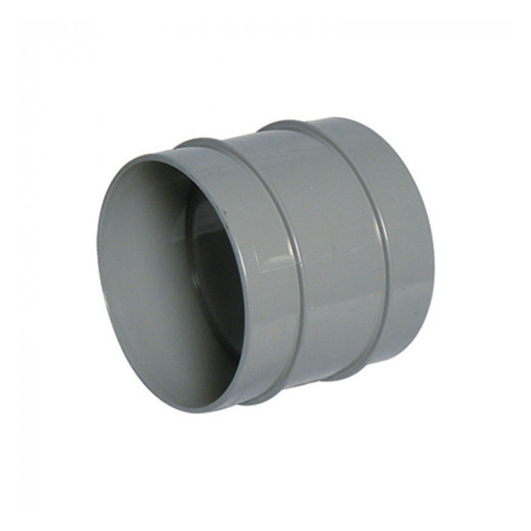 Plumin Solvent Soil Double-Socket Coupler - Grey