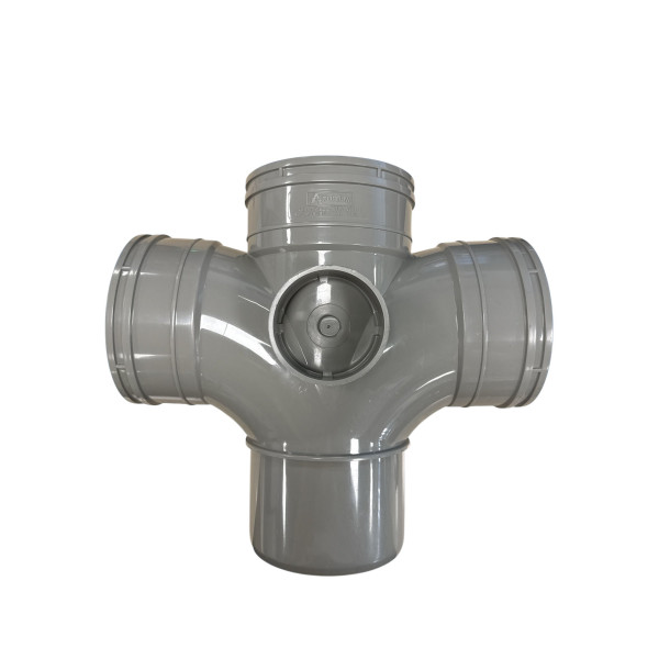 Plumin Solvent Soil 90° Double Branch - Grey