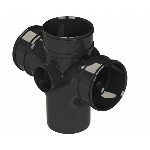 Polypipe S2000 Double Branch 4in/110mm 87.5DEG - Black (SWU423B)
