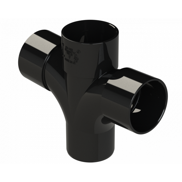 Polypipe S/weld Cross Tee 92.5DEG 50mm - Black (WS50B)