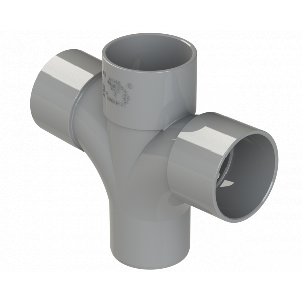 Polypipe S/weld Cross Tee 92.5DEG 50mm - Grey (WS50G)