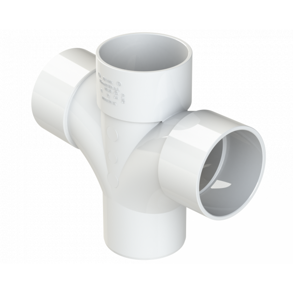 Polypipe S/weld Cross Tee 92.5DEG 50mm - White (WS50W)