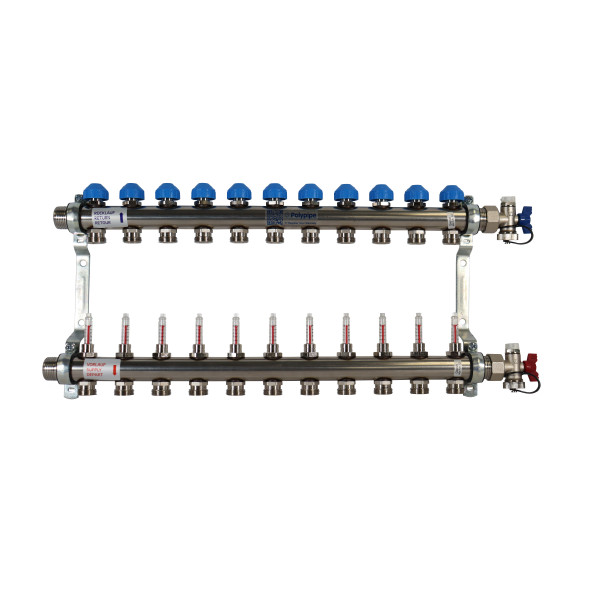 Polypipe 15mm X S Steel Eurocone 10 Port UFH Manifold (PB12760)